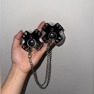 faux leather pasties with chain